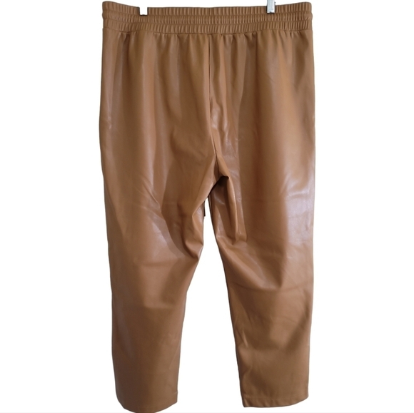 Loft Pull On Slim Pants in Faux Leather in Caramel Tan XL Elastic Waist - Picture 6 of 8